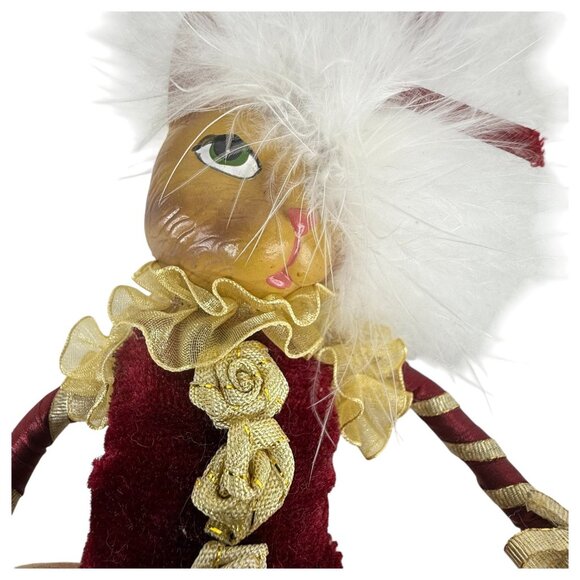 Victorian Cat Doll Burgundy Gold Faux Fur Katherines Collection Wayne Kleski ? - Picture 11 of 11